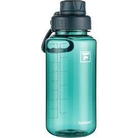 Fanhaw 32 oz Clear Water Bottle with Fast-Flow Spout Lid, BPA-Free Tritan, Wide Mouth, Leakproof, Reusable Bottle for Gym, School, Office, Travel (Dark Green)