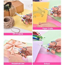 2Pcs Mini Folding Scissors, Safe Portable Travel Mini Scissors, Safety Foldable Pocket Badge Small Shears All Purpose with 2 Keychain for Travel, Home, Office, Craft, Sewing (Rose Gold)