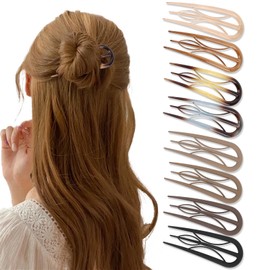 ACO-UINT 8 Pack French Hair Pins for Women, U Shaped Bobby Pins Hair Forks for Buns Updos Internal Teeth No Slip French Twist Tool Decorative Hairpin for Thin/Thick Hair