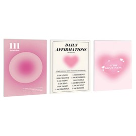burkfeeg Room Decoration Aesthetic Picture Set Clean Girl Poster Pink Decoration for Teenager Girls Bedroom Wall Canvas Pink Love Colour Gradient Aura Number 3 Pieces without Frame (30 x 40 cm