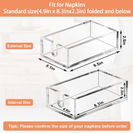 Acrylic Napkin Holder - Clear Thicker Guest Towel Holder Tray for Bathroom Kitchen Dining Room, Disposable Paper Hand Towels?0.2in Thickness?