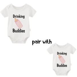 YSCULBUTOL Baby Twins Bodysuit Drinking Buddies Baby Twin Romper Boy Outfits Girl Jumpsuits Baby Triplets Set（white 1 0-3m）