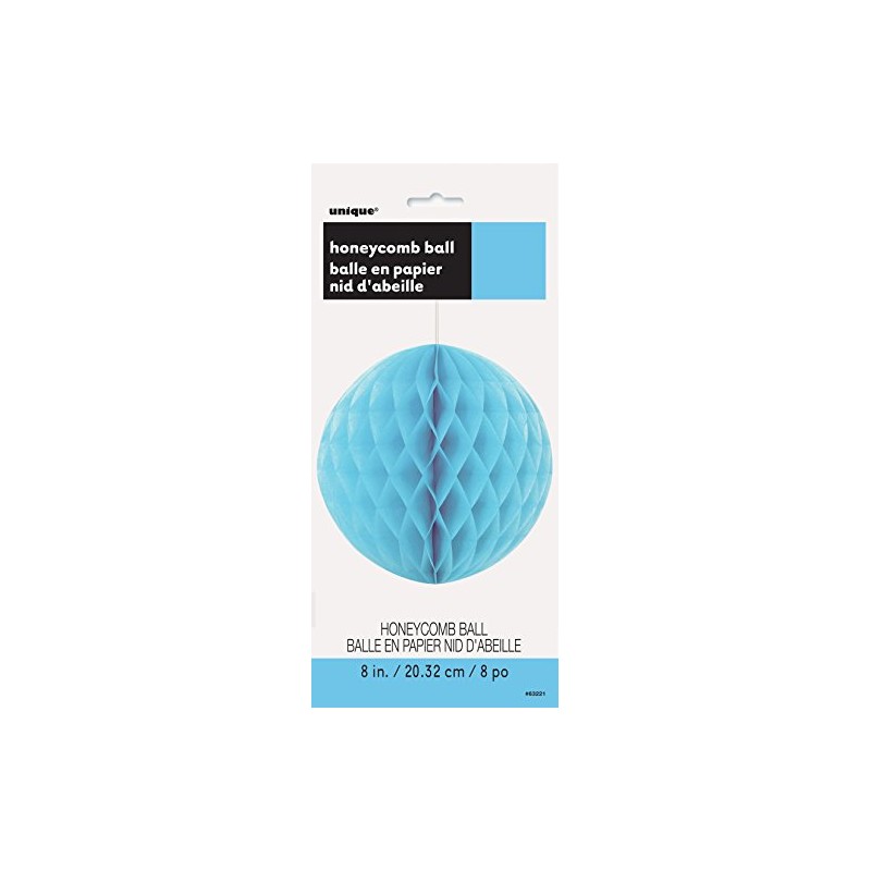 Powder Blue Hanging Paper Honeycomb Ball - 8'', 1 Count