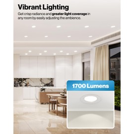 Sunco 4 Pack LED Recessed 6 Inch, High Brightness 1700 LM, Selectable CCT 2700K/3000K/4000K/5000K/6000K, Dimmable Can Lights, Baffle Trim, 17W=120W, Damp Rated, Retrofit Installation - UL