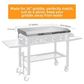 Premium Grade Hinged Aluminum Griddle Cover, Upgrade Design Compatible with Blackstone 36 inch Griddle, 36 inch Blackstone Grill Cover, Grill Lid, Easy to Flip, Low Maintenance, Dust and Water Proof