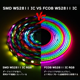 BTF-LIGHTING FCOB WS2811 IC RGB IC LEDテープライト 高密度 フレキシブル 均一光 5M 720LEDs/m 3PIN RGBIC 100IC 幅12mm ストリップライト DC24V アドレス指定可能 プログラマブル可能 ドリームフルカラー 調光調色 変形可能 切断可能 寝室 キッチンホーム 屋内装飾 エネルギークラス IP30非防水 FOB 白PCB