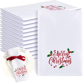 12 Pcs 43 x 43 CM Christmas Napkins Soft Comfortable Cloth Napkin Reusable Satin Table Napkin for Home, Restaurants, Parties