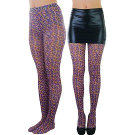 ToBeInStyle Women's Multicolored Leopard Spot Pattern Print Pantyhose - One Size
