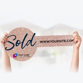 SPEEDYORDERS Realtor Key Prop Rose Gold Style, Real Estate Key Prop, Real Estate Customized Sign Key Prop Sold Key Sign, Photobooth Sign Prop, Realtor Marketing Sign Size L