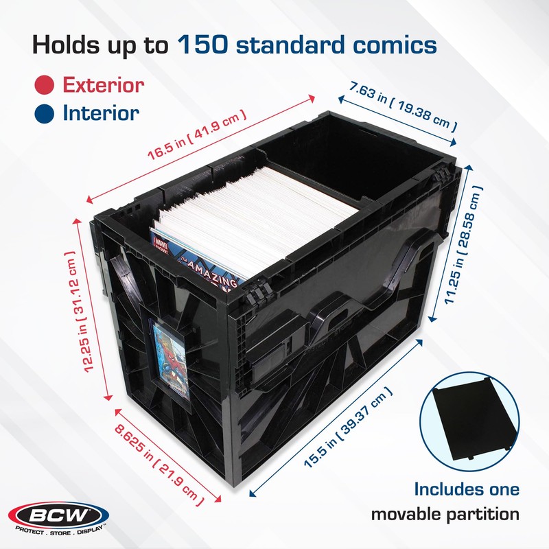 BCW Comic Bin, Black - Holds 150 Comics, Acid Free
