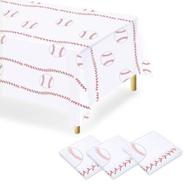 HYMENEX 3 Pack Baseball Tablecloth, Baseball Plastic Tablecloth 108 x 54 Inch Baseball Table Cover for Baseball Party Decorations Gameday Family Gatherings Carnivals Outdoor Activity