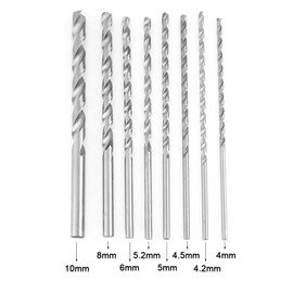 Haosie 8PCS Wood Drill Bits, 200mm Extra Long, Twist, for Soft Metal, Aluminum, Wood, Plastics (4/4.2/4.5/5.5/5.2/6/8/10mm)
