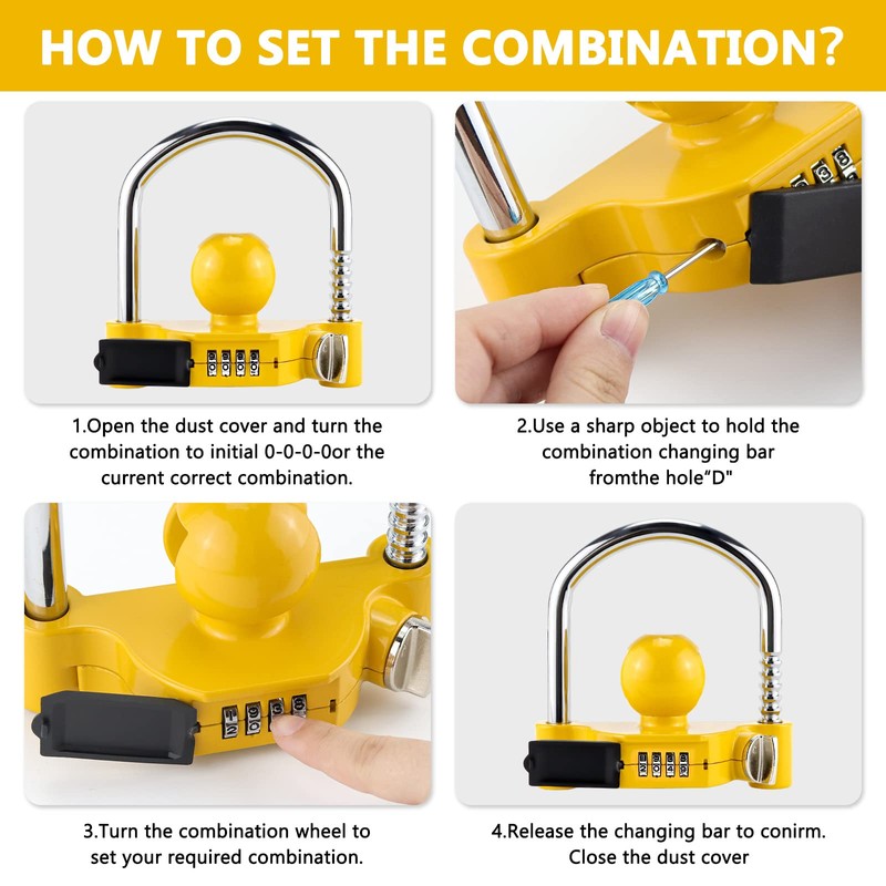 Covienapp Trailer Hitch Lock Adjustable Tow Hitch Lock Universal Ball
