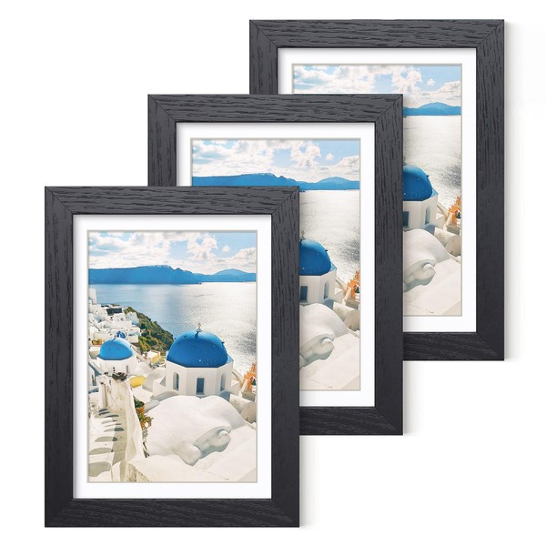 Axeman 5x7 Picture Frame with Mat for 4x6, Solid Oak