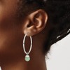 Real Stainless Steel Hoop Green Aventurine Bead Earrings