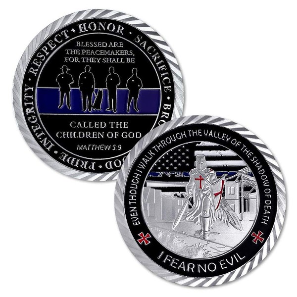 US Thin Blue Line St. Michael Police Officers Challenge Coin Motto Commemorative Law Enforcement Coins Collectible