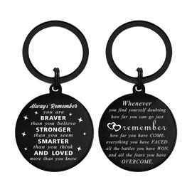 MXRSDF Inspirational Gifts for Teen, Positive Quotes Keychain Boys Girls for Valentines Graduation Birthday Fathers Day, Metal Engraved, Small