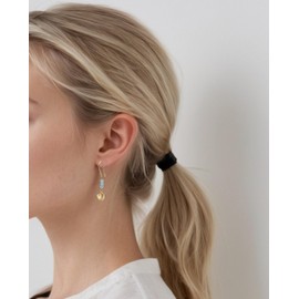 KOKO Ginkgo Natural Stone Chalcedony Dangle Earrings - Golden Dangle Earrings for Women and Young Women in Gift Box, Brass, Chalcedony