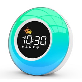 Children's Digital Alarm Clock, Sleep Trainer Children with Night Light, Light Alarm Clock with 10 White Noise, Snooze and Timer 15/30/60/90 Mins, LED Alarm Clock with Light, Table Clock without Tick,