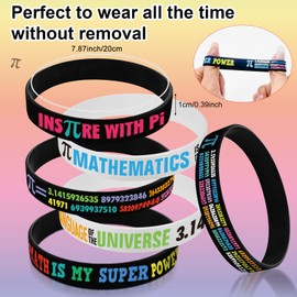 60 Pcs Pi Day Party Favor Supplies Gift，Included 30 Math Pi Day Silicone Bracelets and 30 Π day Educational Badges Accessories for International Day of Mathematics School Educational Party (Pi day)