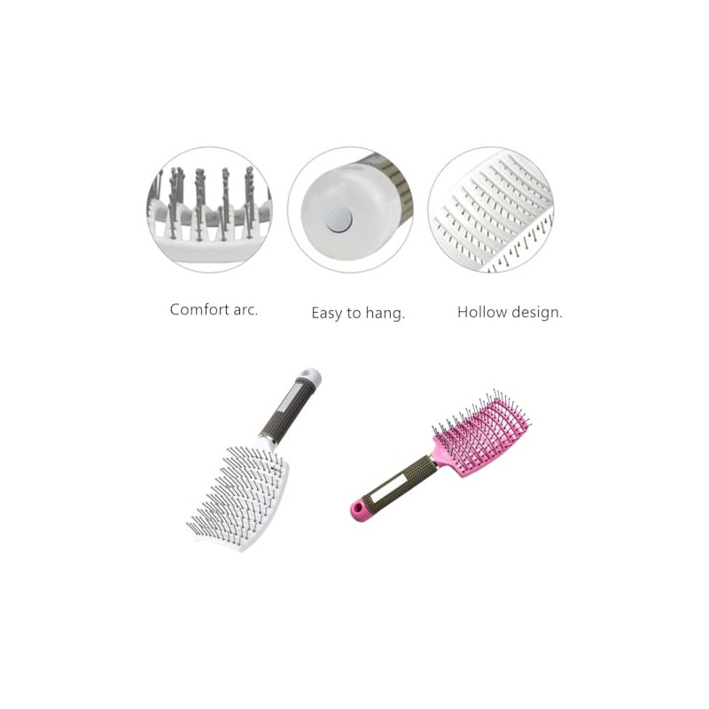 Cepillo Curvo con Ventilación, 2 Cepillos Desenredantes Antifrizz, Cepillo con