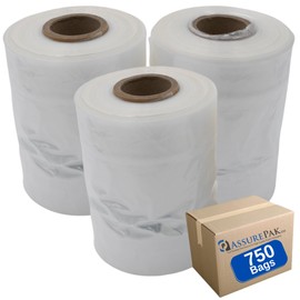 LDPE Clear Poly Bags on a Roll - 8"x4"x18" - 750 bags, 1.0 Mil Thickness - Ideal for Food Storage: Meat, Beans, Cookies, Bakery, Grocery Needs, and Small Business Packaging - Natural Color