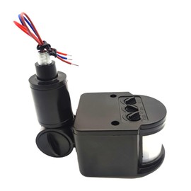 HANNAHONG PIR Motion Detector, Passive Infrared Smart Sensor Switch, AC110-220V, Waterproof Outdoor,Human Body Sensor for LED Light, Auto Dusk to Dawn Inductor Switch (Black)