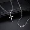 Besteel 925 Sterling Silver Cross Necklace Beveled Edge for Men