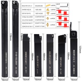 RupXinSplend Lathe Turning-Tools Threading Holder 21pcs - Metal Lathe Cutting Tools 7pcs 5/8" Turning Holders Boring Bar Set and 14pcs Indexable Carbide Inserts Golden for Lathe Tools