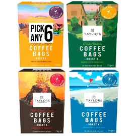 Taylors Coffee Bags (Each Pack 10 Bags). Pick Any 6 from 4 Flavours Inc. Rich Italian, Hot Lava Java, Decaffe and Flying Start. (Total 60 Bags)