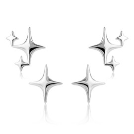 LAXPICOL 925 Sterling Silver Stellate Star Stud Earrings For Women 2 Pairs Star Stud Earrings Piercing Earrings
