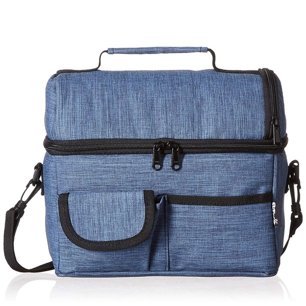 PuTwo Women Men Cooler Bag with YKK Zip and Adjustable Shoulder Strap Tote Box Lunch Pail-Denim Blue, 11.48.33.15inches