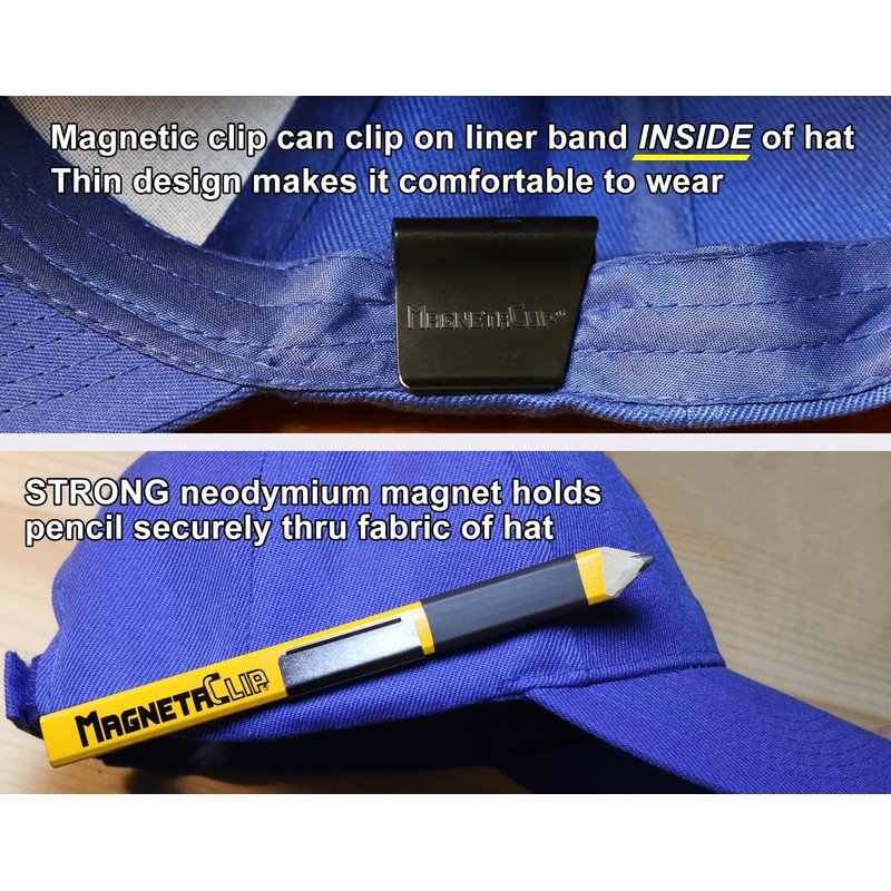 Magnetic Carpenter Pencil Holder With Strong Clip for Hat, Pocket,