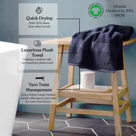 Delara 100% Organic Cotton Towels 650 GSM Plush Feather Touch Quick Dry Bath Towel, Pack of 4 GOTS Certified, Oeko-Tex Green Certified, Organic Cotton Bath Towel, 30"X58"