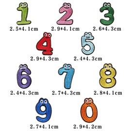 10 Pcs Set Numbers Sew on Embroidered Patches Iron on Patch Iron on Sewing Applique Badge Bag Clothes Fabric Applique DIY for Clothes Dress Hat Jeans DIY Accessories