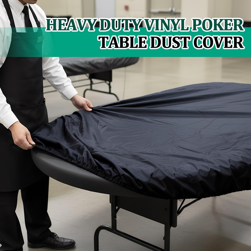 Oval Poker Table Dust Cover 84"L x 42"w Black Heavy