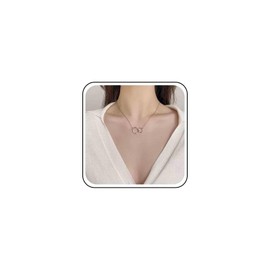 Allereya Vintage Gold Circle choker Necklace Hollow Circle pendant Necklace Irregular Double Circles Necklace Geometric Interlocking Circular Necklace Jewelry for Women and Girls