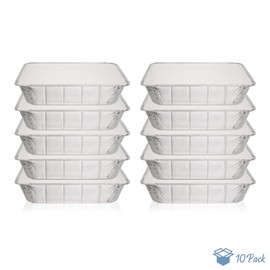Pack of 10, Extra Deep Rectangular Disposable Aluminum Container Pans with Lids ~ Foil Trays with Lids ~ Good for Baking, Cooking, Storing and Freezing ~ 25 x 30cm (10 x 12 inch)