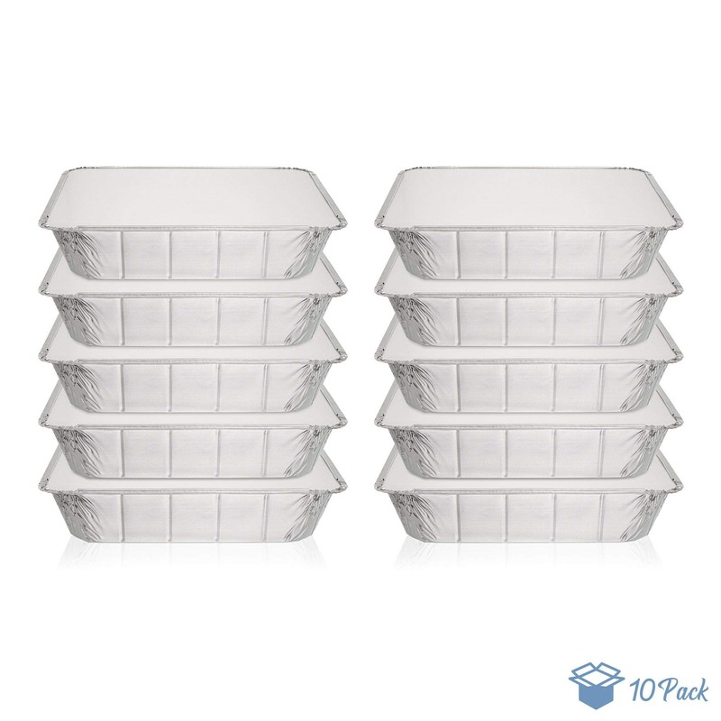 Pack of 10, Extra Deep Rectangular Disposable Aluminum Container Pans