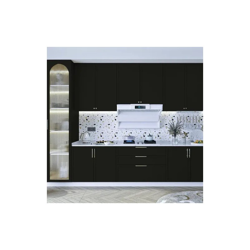 Papel Tapiz Autoadherible De Pared, Negro Liso, 10 Mx45 Cm
