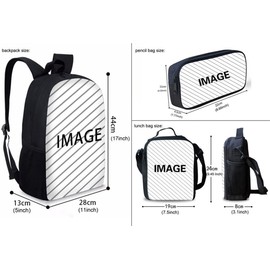 Gongbawa African Black Boy Bookbag 3 In 1 Set for Men Kids Backpack Lunch Insulated Box with Adjustable Shoulder Strap School Bag and Bento Bag+Pencil Case