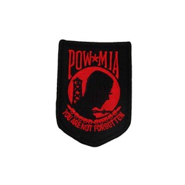 JumpingLight POW MIA Powmia Prisoner of War Missing Action 2"x3" Black & Red Iron On Patch - Quality Flags