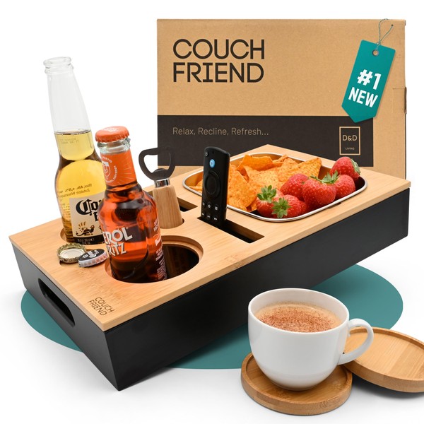 D&D Living® Couch Caddy - Bamboo Couch Console | Anti-Spill