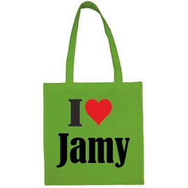 Reifen-Markt Tasche I Love Jamy Größe 38x42 Farbe Grün Druck Schwarz