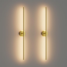Coinmit 40Inch Gold Wall Sconces Set of Two,360° Rotate Modern Linear Wall Light 30W Hardwired Gold Vanity Light 3000K for Bathroom, Living Room(2 Pack)