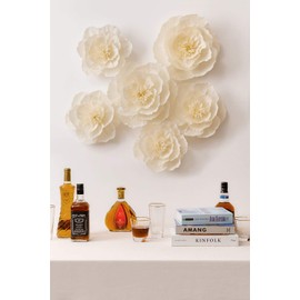 KEY SPRING Paper Flower Decorations, Large Crepe Paper Flowers, Handcrafted Flowers, Giant Paper Flowers (Beige, Set of 6) for Wedding Backdrop, Nursery Wall Decorations, Bridal Shower, Baby Shower