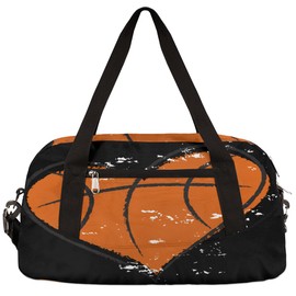 Heart Shape Basketball Sports Pattern Gym Duffle Bag for Kids,Sports Bag for Teens Boys & Girls Small Waterproof Overnight Weekender Carry School Practice Travel Bag