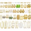 Aretes para Mujer;Joyeria 44 Pares Aretes De Oro Para Mujer