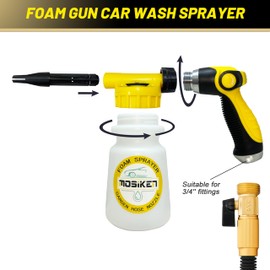 Car Wash Foam Gun Sprayer with Washing Sponge & Absorbent Towel, Car Wash Kit, Spray Foam Cannon Cleaner, Snow Foam Blaster for Car/Garden Cleaning (Yellow)