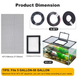 Uross Uross Fish Tank Lid with Window Magnetic Aquarium Lid Fish Tank Hood Top Cover Anti-Jumping Net Cover Mesh Protect Fish Jumping Out